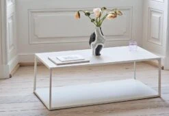 Hay Eiffel Table, 2018 -Vitra Store Eiffel Coffee Table Rectangular warm sand Jessica Hans Vase Glossy Cow