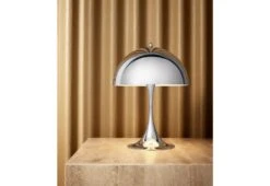 Louis Poulsen Panthella Mini Table Lamp, 1971 -Vitra Store Louis Poulsen Verner Panton Panthella Mini Table Lamp Chrome 2